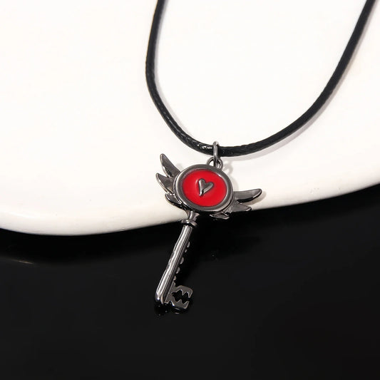 Hazbin Hotel Inspired Heart Portal Key Pendant Necklace – Cosplay Choker Jewelry Gift for Women & Men