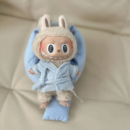 15-17cm Labubu Mini Pajamas Set with Eye Mask – 3-Piece Kawaii V1 V2 Doll Clothes for Plush Dolls & Kids Gifts