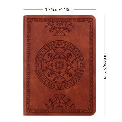 A6 Retro-Style Pocket Mini Notebook - Stamped PU Leather Writing Book for Portability in Office Bookkeeping