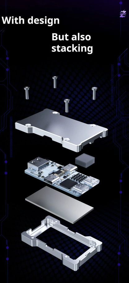 HMLAB ZNEO Gaming USB Hub – 2-to-3 Port with 8K Hz, Independent Power & Screen for Gaming Desk Setup