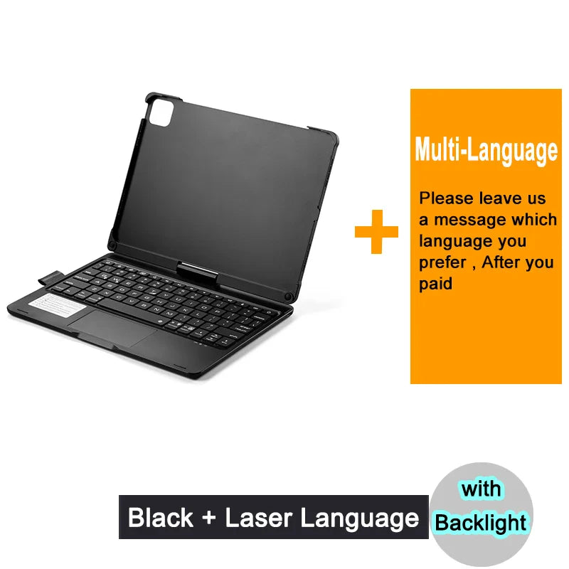 Bluetooth Magic Keyboard Case for iPad — Multi-Language (Arabic, Spanish, French, German) for iPad Pro 11 (2018–2022), Air 4/5, 10.9-inch