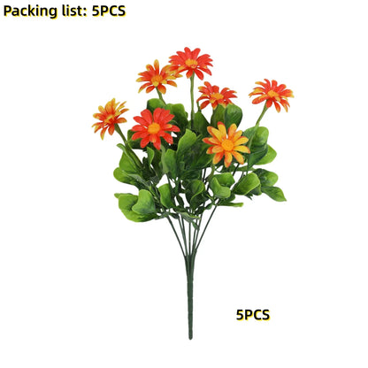 5/10 Pcs Realistic Artificial Daisy Bouquet – UV-Resistant Faux Flowers for Home, Garden, Office & Outdoor Spring/Summer Decor