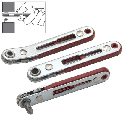 Multifunctional Ratchet Screwdriver: Bidirectional, Forward & Reverse Elbow Design - Includes Flat Head, Cross, and Slotted Tools