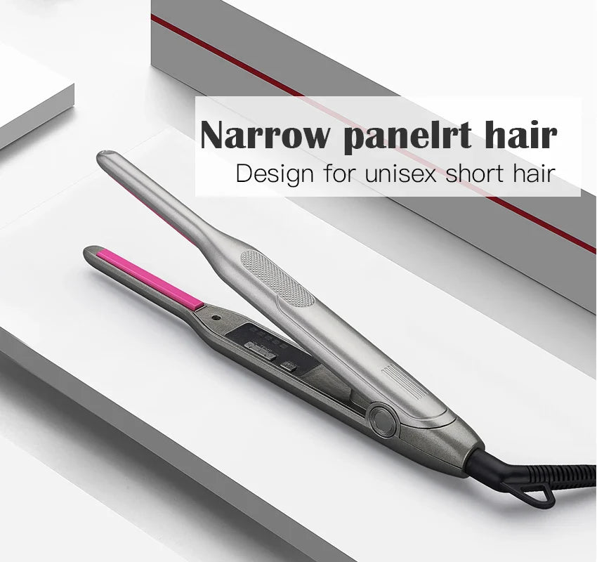 Titanium Mini Flat Iron – Adjustable Temperature Hair Straightener for Men, Pixie, Beard & Bangs