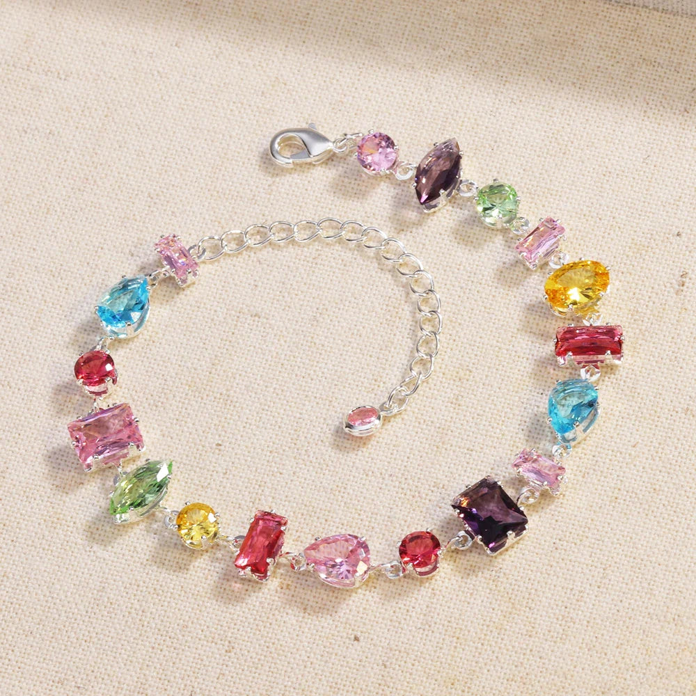 18K Gold Plated Crystal Zircon Necklace – Luxury Colorful Fashion Jewelry for Women, Party & Evening Accessories