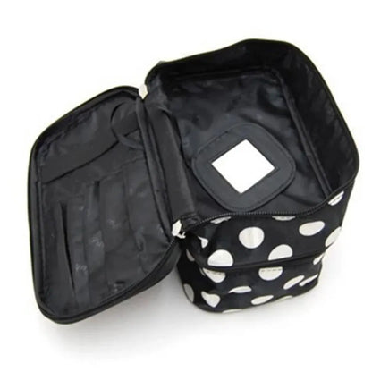 Large Capacity Double Layer Cosmetic Bag: Zipper Makeup Organizer for Women - Portable Travel Toiletries Bathing Wash Pouch Clutch