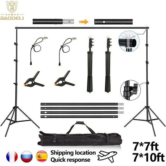 Photography Studio Backdrop Stand — Photo & Video Background Support System Kit