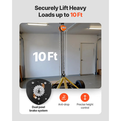 SucceBuy Manual Chain Hoist - G80 Galvanized Chain Block Pulley Hoist for Garage Lifting
