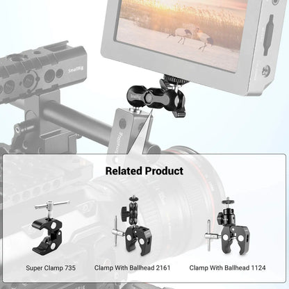 SmallRig Universal Magic Arm with Small Ball Head – Adjustable Monitor Mount Rotating Arm for Sony A7S3, Canon Cameras & Camera Cage Rig Setup