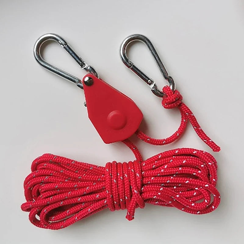 Camping Tent Reflective Windproof Rope – Adjustable Lanyard with Buckle & Pulley for Outdoor Equipment
