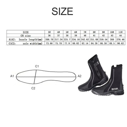 5mm Neoprene Dive Boots with Side Zipper – Wetsuit Shoes for Men & Women, Snorkeling & Scuba Diving Water Sports Accessories