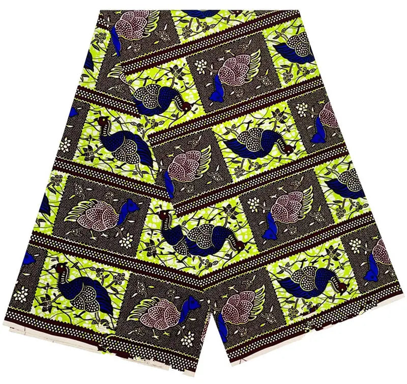 Cotton Batik Ankara Fabric - 100% African Wax Print Bronzing Golden Fabric 6 Yards for Dresses & Crafts