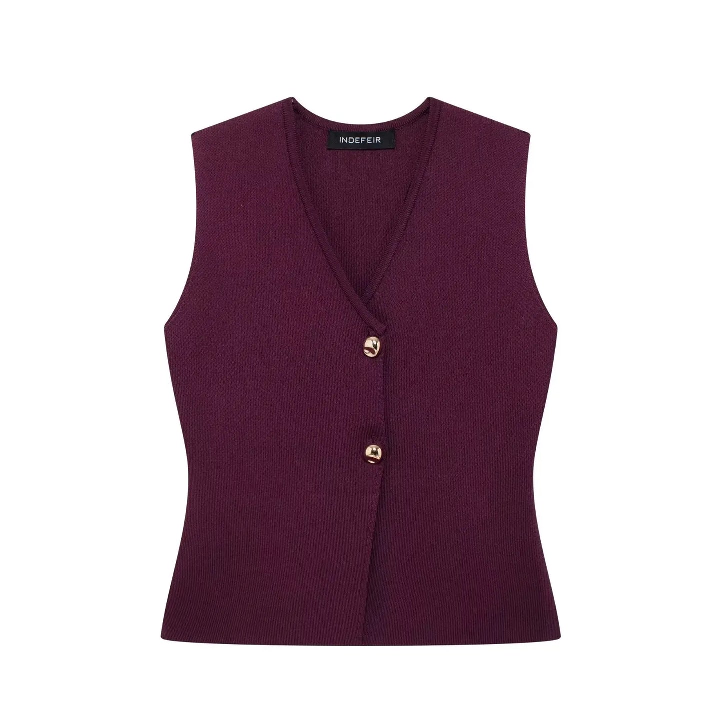 TRAFZA 2025 Women’s Wine Red Skirt Set – Knitted V-Neck Vest with High Waist Zipper Patchwork Long Skirt