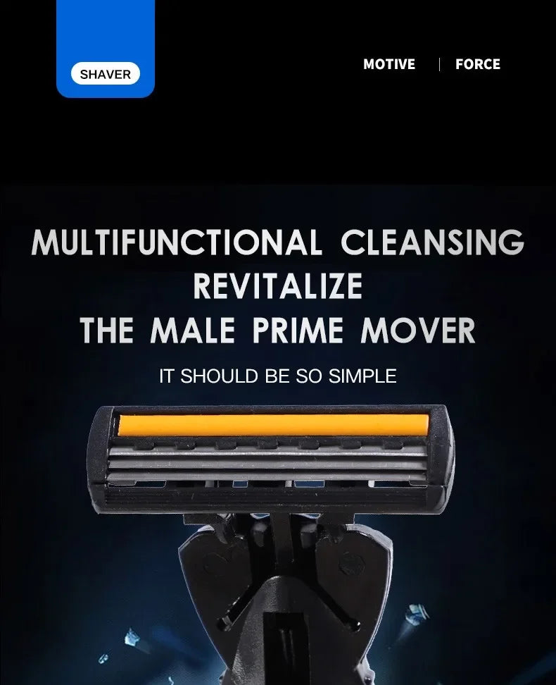 Men’s 3-Layer Reusable Safety Razor – Brand New Design with Imported Blades & Multi-Tool Replaceable Head