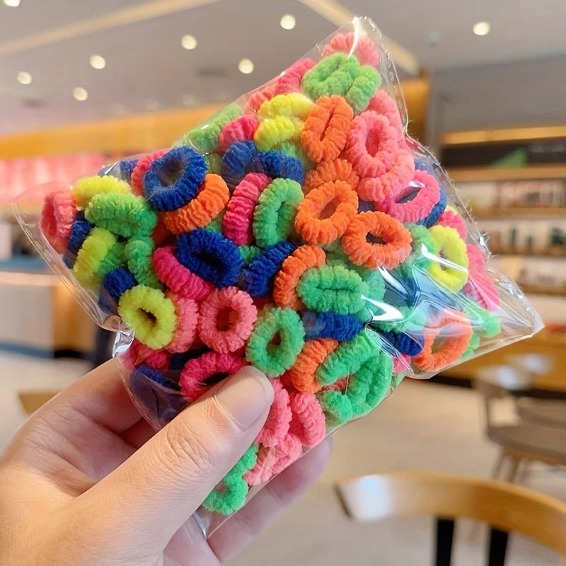 Girls Elastic Hair Bands - 100-Piece Set of Cute Ponytail Holders for Kids