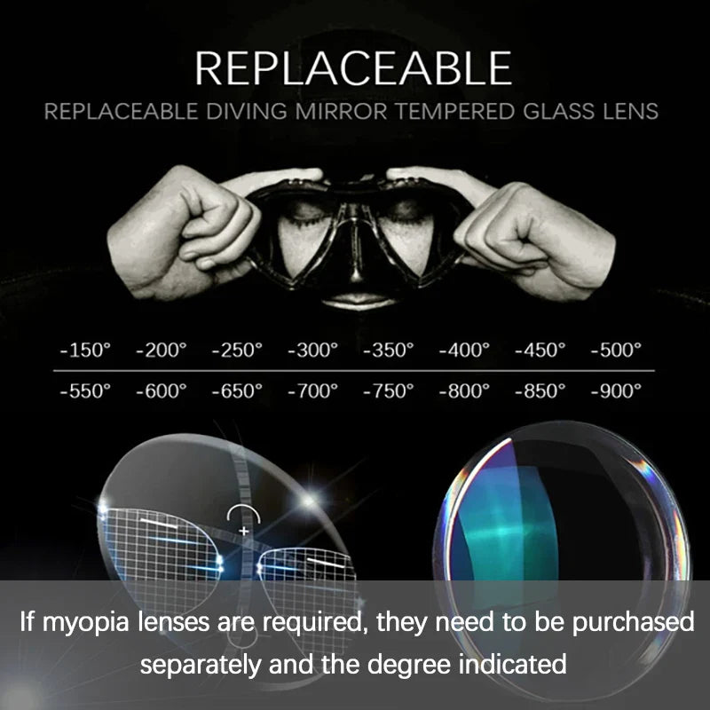 Apollo's Free Diving Mask – Aluminum Alloy Frame, Configurable Eye Degrees, Scuba and Snorkeling Glasses, Wet Tube Set