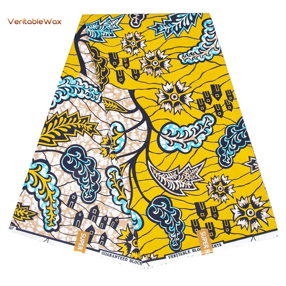 African Ankara Double Print Batik Fabric - Real Wax Patchwork Textile for DIY Sewing, Wedding Dresses & Crafts
