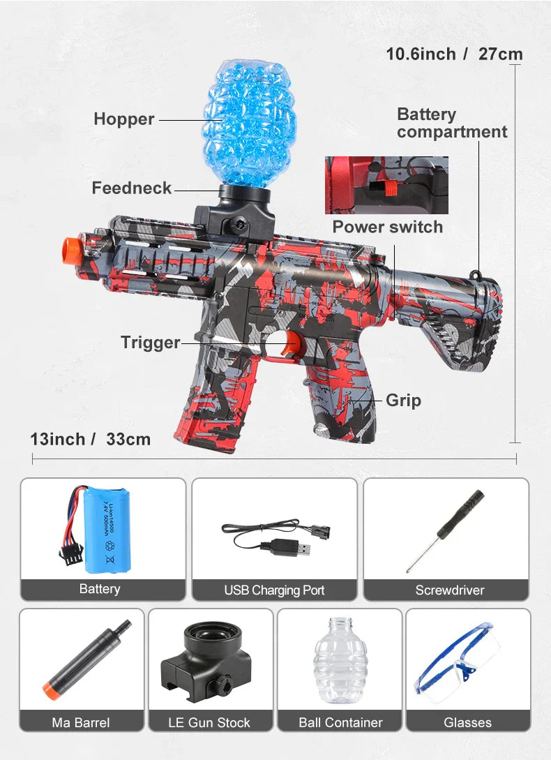 M416 Electric Ball Blaster Toy Gun – High-Speed Metallic Finish, Rechargeable, Halloween & Thanksgiving Gift (Bullets Not Included)