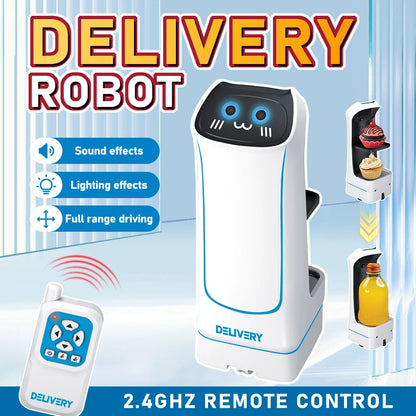 2.4GHz Remote Control Food Delivery Robot Toy – Light & Music RC Robot for Kids Birthday Gift