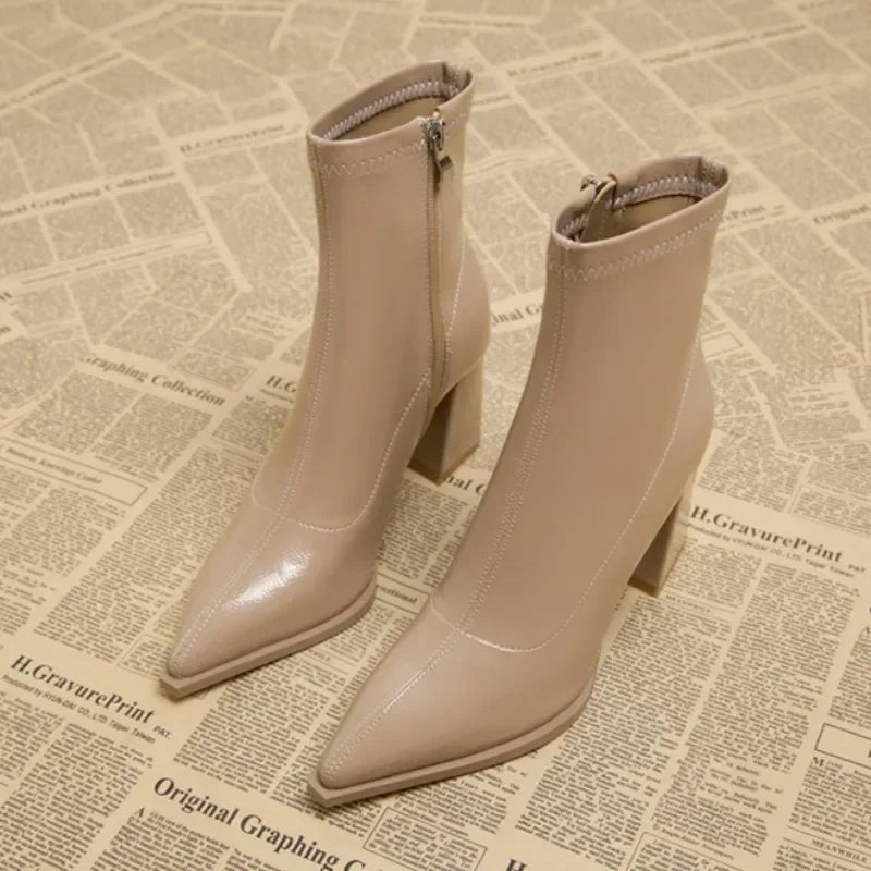 2024 High Heel Ankle Boots – Pointed Toe, Sexy Side Zip Women's Classic Daily Boots