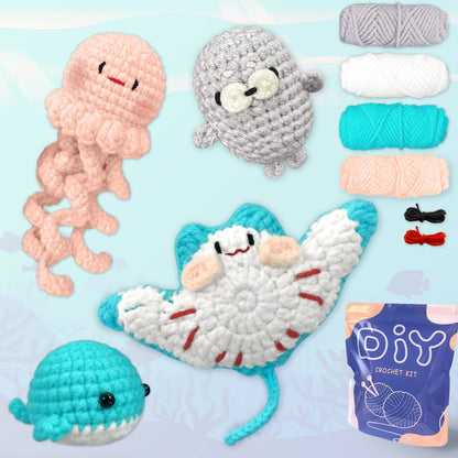 Animal Crochet Kit for Beginners - DIY Starter Set with Step-by-Step Knitting & Craft Supplies
