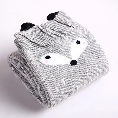 Cute Cartoon Animal Knee-High Socks for Babies & Kids – Warm Cotton Ankle & Over-Knee Socks for Girls