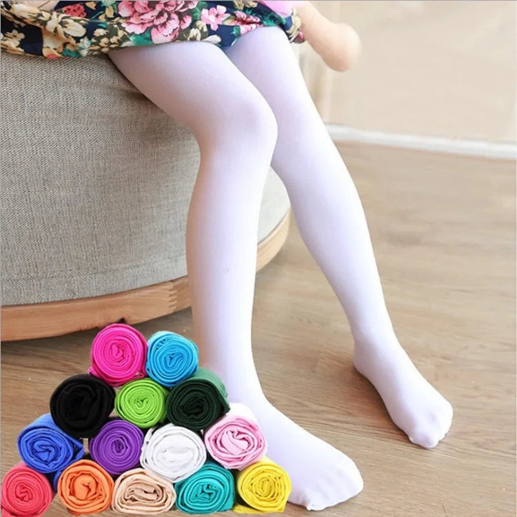 Girls’ Summer & Spring Candy Color Pantyhose – Ballet Dance Tights, Velvet Solid White Stockings for Kids