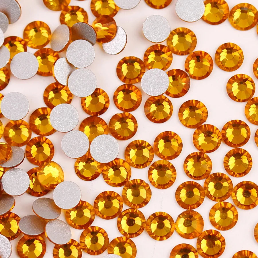 Glass Crystal Flatback Rhinestones SS6–SS30 Set – 7 Sizes Non-Hotfix Round Nail Art Beads for DIY Crafts & Decoration