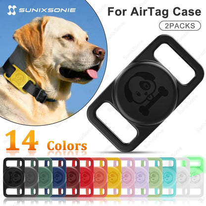 2-Pack AirTag Dog Collar Holders — Waterproof Silicone Hidden Loop Anti-Lost Tracker Accessory