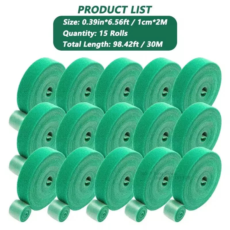 Garden Plant Support Tape - Reusable Nylon Hook-and-Loop Ties for Climbing Plants & Flowers