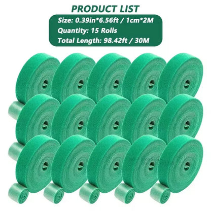 Garden Plant Support Tape - Reusable Nylon Hook-and-Loop Ties for Climbing Plants & Flowers