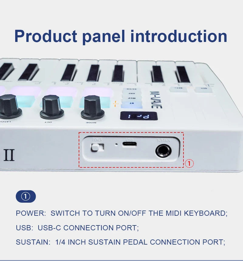 M-VAVE SMK-25 II MIDI Pad Controller Keyboard – 25 Key USB Mini, 16 RGB Drum Pads, 8 Knobs, Music Production Software Included