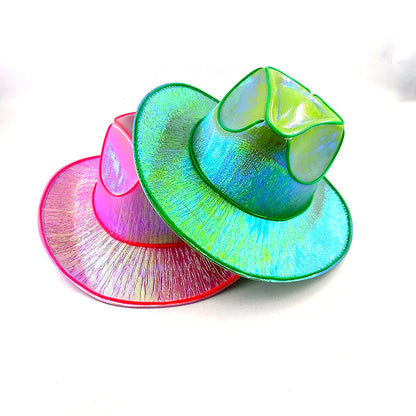 LED Glowing Cowgirl Hat - Neon Luminous Bride Hat for Holiday Light Up Supplies and Bachelorette Party