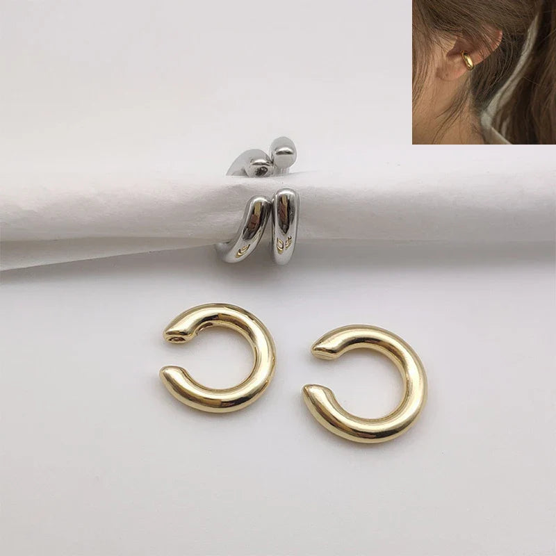 Unique Asymmetrical Round Cartilage Ear Clip: Metal Fake Piercing for Women & Girls - Fashion Ear Cuff Jewelry Christmas Gift