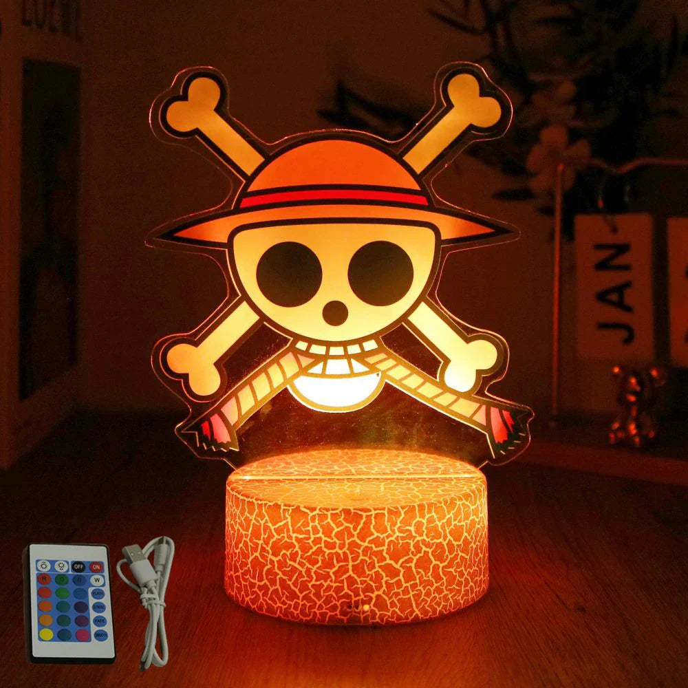 One Piece Luffy Zoro Action Figures 3D LED Lamp – Anime PVC Model Toy Night Light for Kids & Christmas Gift