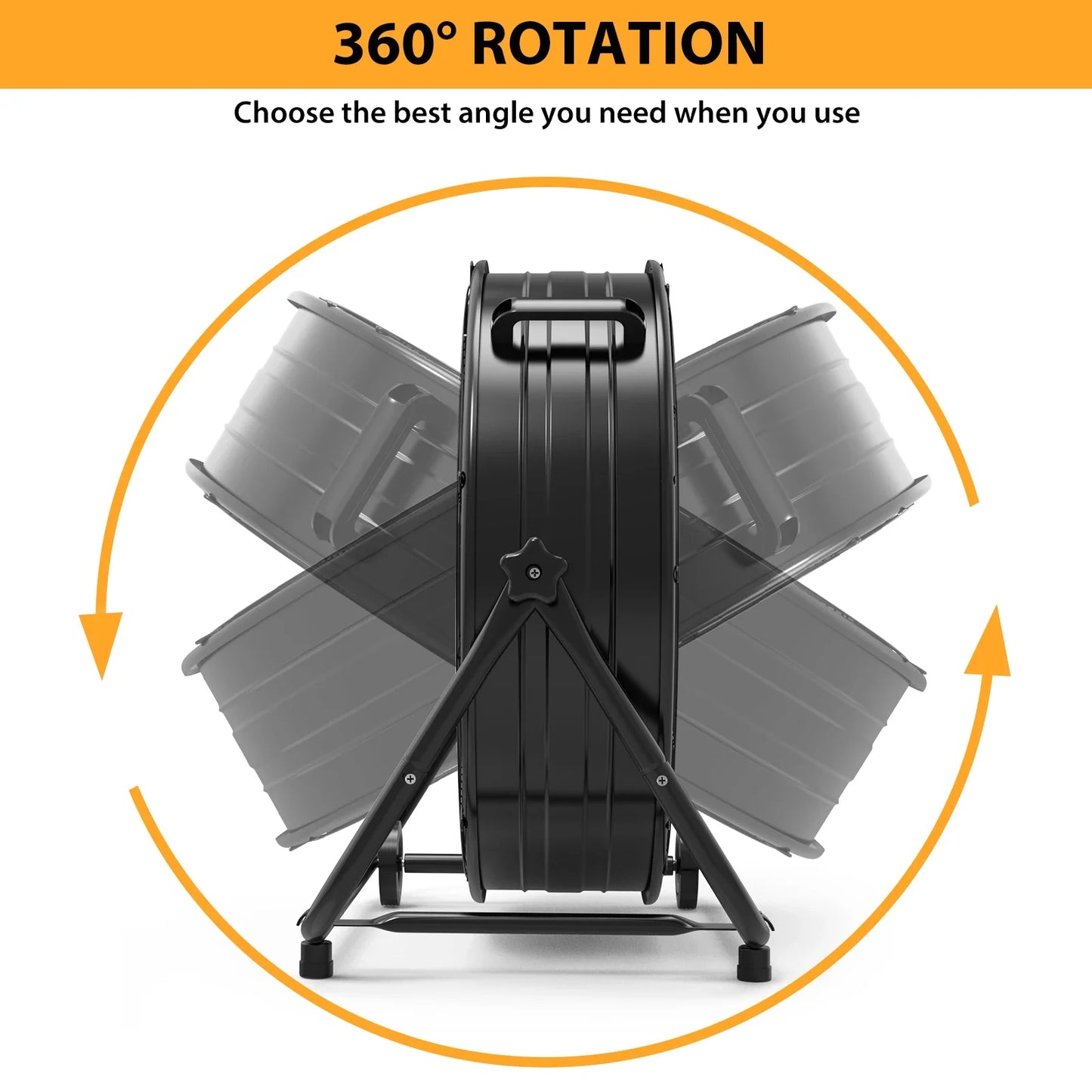 24-Inch Industrial Drum Fan High Velocity Floor Fan – 3 Speed Heavy Duty Metal Air Circulator with 360° Adjustable Tilt for Warehouse & Commercial Use