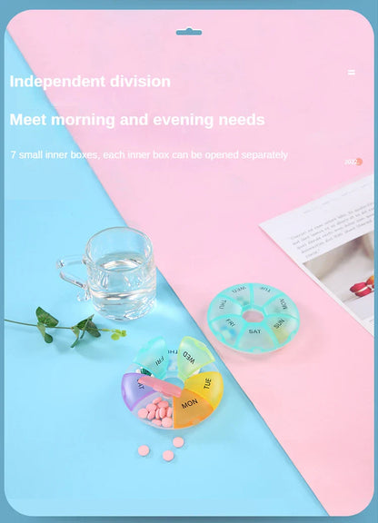 Portable Round Pill Case – 7-Day Weekly Tablet Organizer & Travel Storage Container