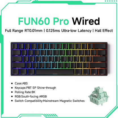 Akko MonsGeek FUN60 60% Mechanical Gaming Keyboard – Magnetic Switch, 8K Rapid Trigger, ARGB HE/TMR Custom Keyboard
