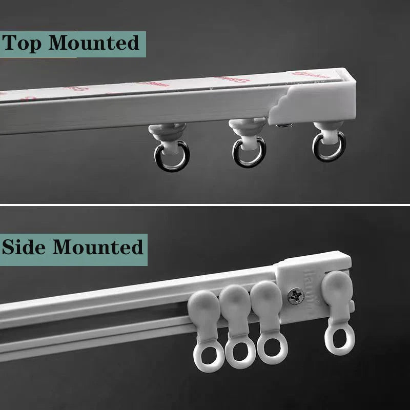 Strong Self-Adhesive Curtain Track: Nano Silent Sliding Top-Mounted or Side-Mounted Window Decor Accessory - No Punching Required