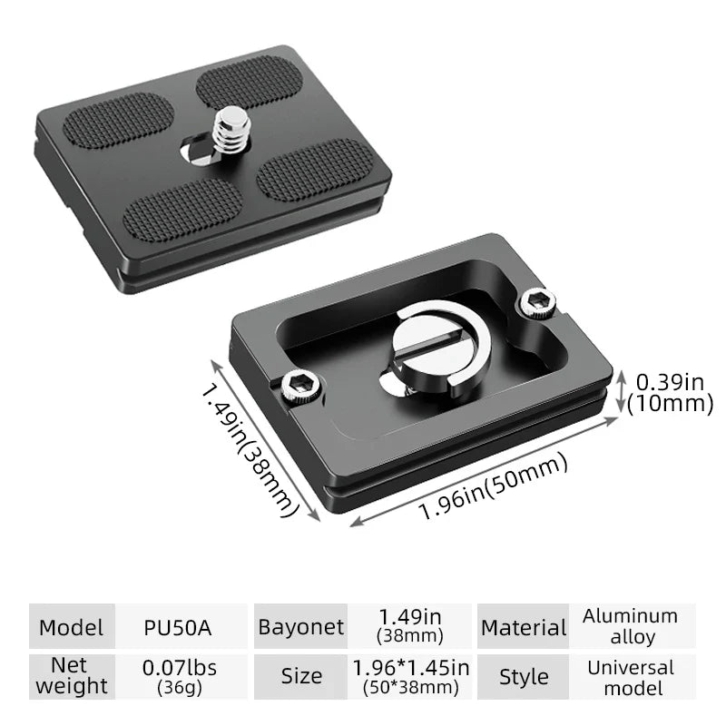 BEXIN Universal Aluminum Alloy Quick Release Plate – 1/4" Screw Tripod Mount Adapter for Arca Swiss & Benro Ball Head Cameras
