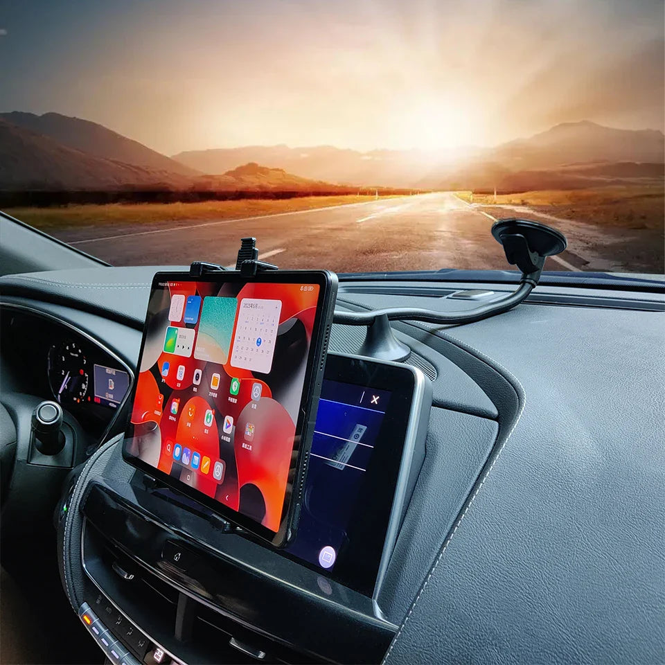 Car Tablet Holder Long Arm — Suction Cup Mount for 7-13'' iPad, Xiaomi Tablet, SUV & Truck