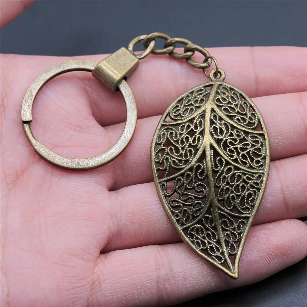 New Fashion Men 30mm Metal Alloy Keychain with Vintage Heart, Flower, Rose, Sunflower & Tree Pendant DIY Keyring Holder Chain Accessory