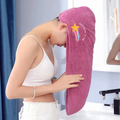 Quick-Drying Microfiber Towel Shower Cap Combo for Women - Soft Bath Hat for Dry Hair, Lady Turban Head Wrap