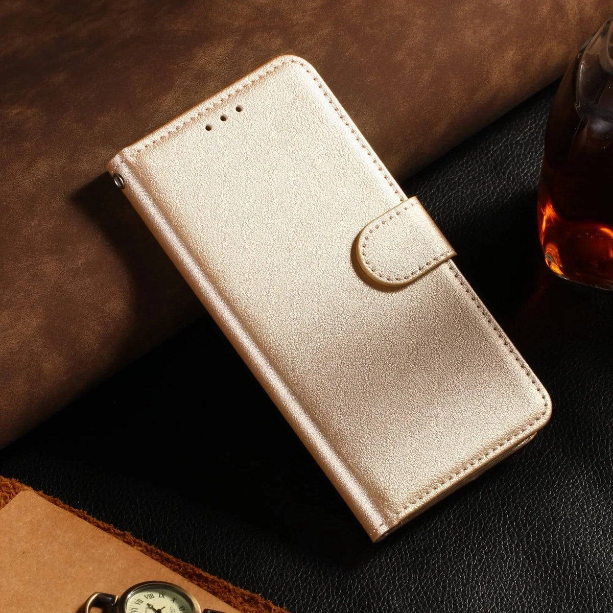 Samsung Galaxy Leather Flip Wallet Case - Protective Cover with Card Holder