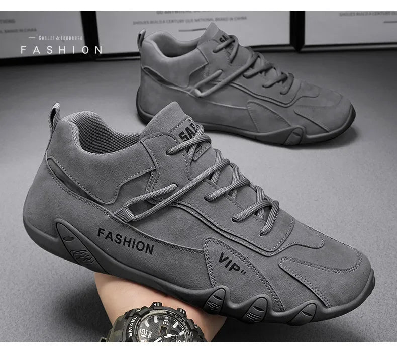 2024 Men’s Spring Ankle Boots – Casual Lace-Up Khaki Sneakers, Non-Slip Work Shoes & Loafers