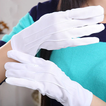 White Formal Parade Gloves – Classic Tuxedo Honor Guard Inspection Uniform Gloves for Men & Women, Butler & Band Performance Wear