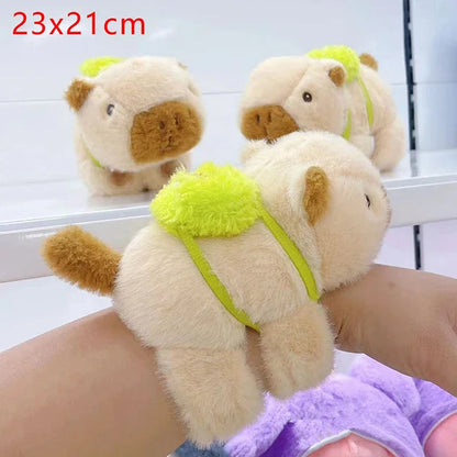 Lovely Capybara Plush Slap Snap Wristband Bracelet – Kawaii Animal Hand Ring Toy for Kids