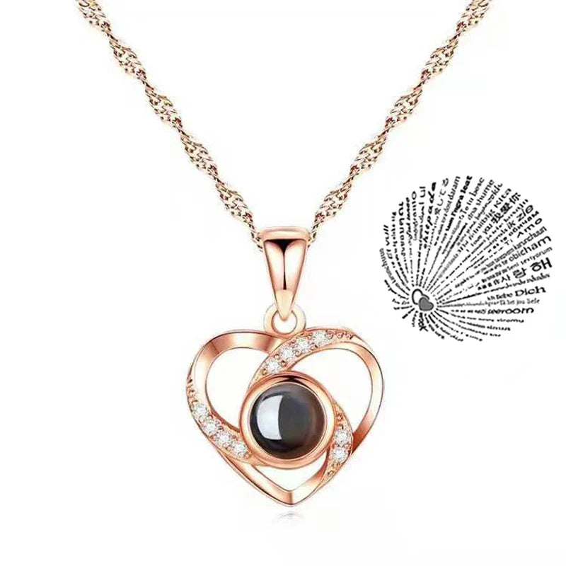 Projection Necklace - 100 Languages 'I Love You' Pendant Necklaces for Lover, Girlfriend - Creative Couple Romantic Jewelry Gifts 2024