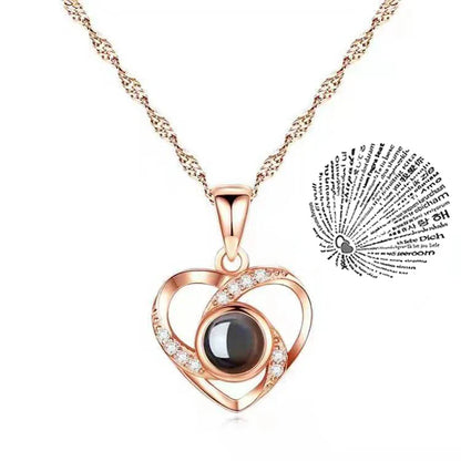Projection Necklace - 100 Languages 'I Love You' Pendant Necklaces for Lover, Girlfriend - Creative Couple Romantic Jewelry Gifts 2024