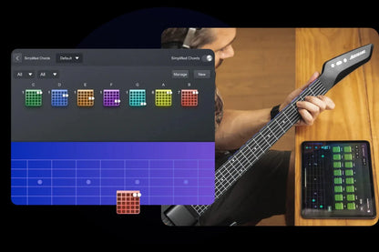 AeroBand Smart & Painless Guitar - Silicone Strings, One-Touch 12-Key Conversion, Bluetooth, 8 Sounds & USB MIDI Function